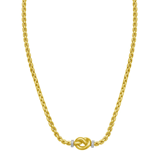 14K Diamond Venetian Link Knot Necklace