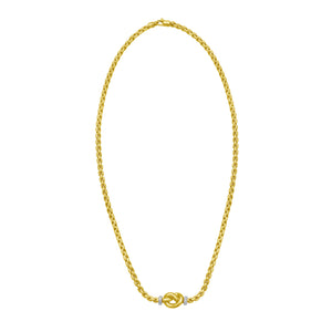 14K Diamond Venetian Link Knot Necklace