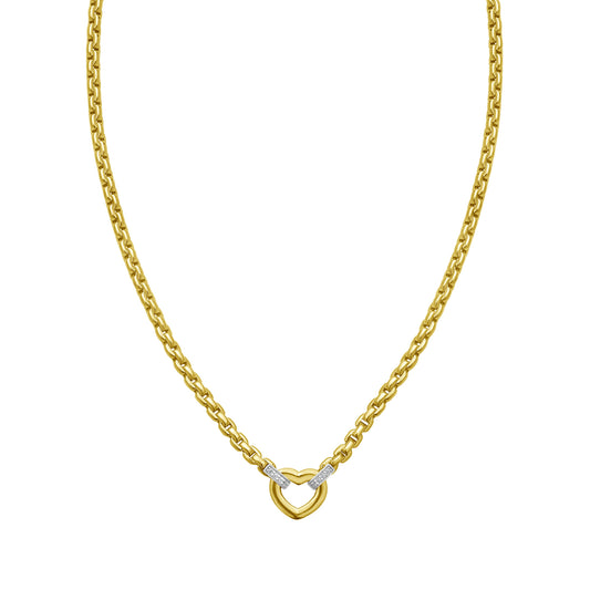 14K Diamond Venetian Link Heart Necklace