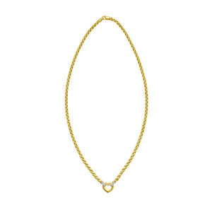 14K Diamond Venetian Link Heart Necklace