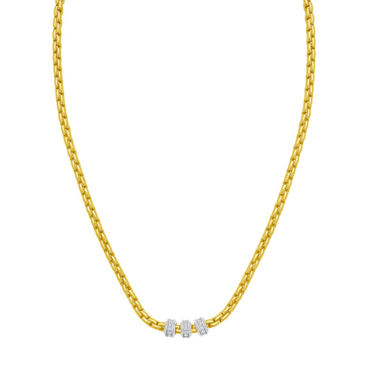 14K Triple Diamond Venetian Link Necklace