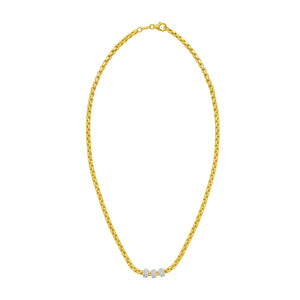 14K Triple Diamond Venetian Link Necklace