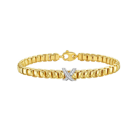 14K Diamond X Venetian Link Bracelet