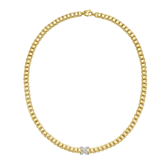 14K & Diamond X Venetian Link Necklace