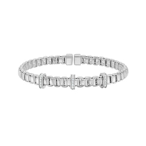 14K white gold Venetian Diamond Bar Bangle, men's jewelry, men's bracelets, 14K gold bracelet, white gold details