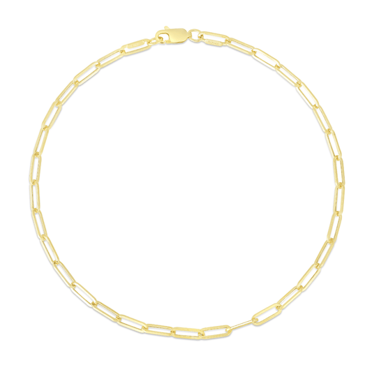 14K Gold Cable Paperclip Anklet