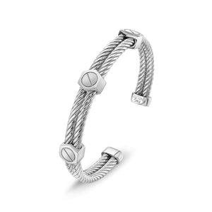 Silver Men's Cable Hardware Cuff