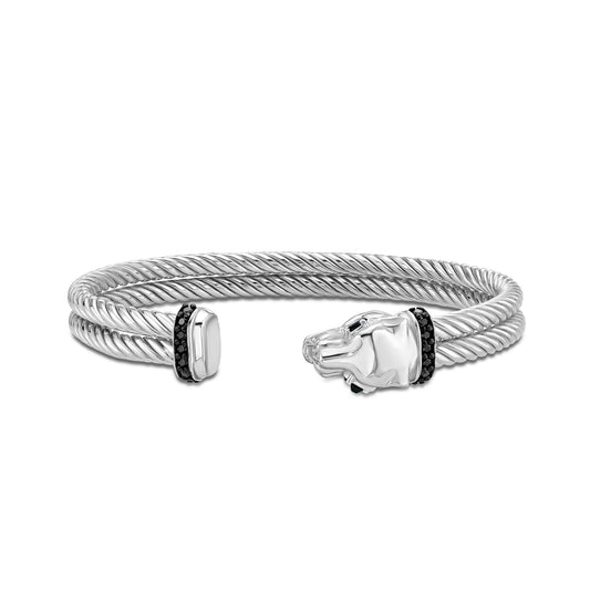 Silver Men's Cable Panther Cuff