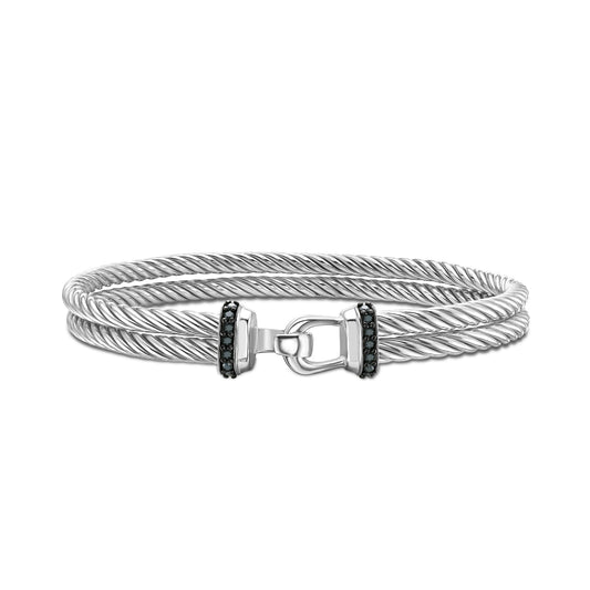 Silver Men's Cable Mediterranean Hook Cuff