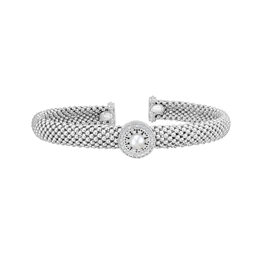 Silver & Diamond Prosecco Deco Pearl Bangle