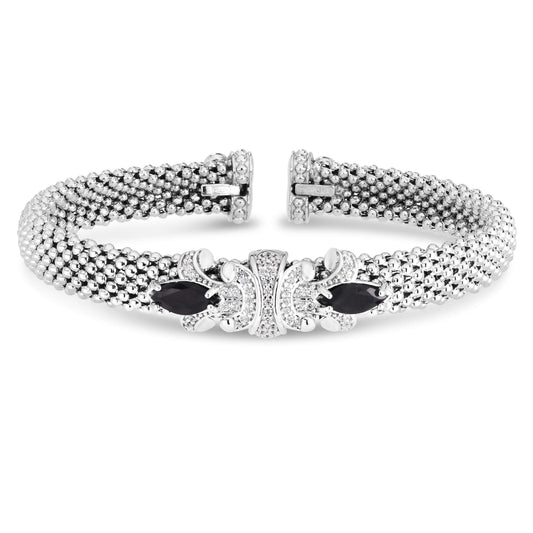 Diamond & Gemstone Popcorn Fleur Bangle