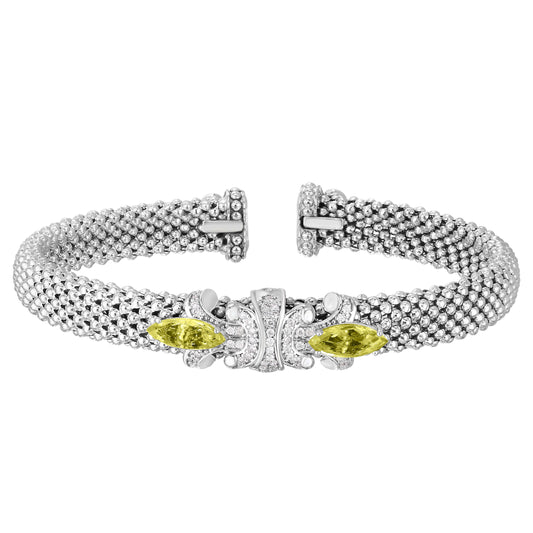 Diamond & Gemstone Popcorn Fleur Bangle