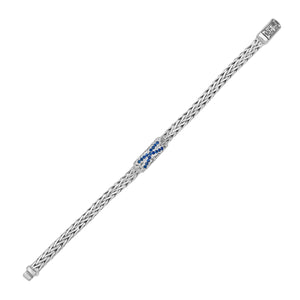 Silver & Blue Sapphire Woven X Bracelet