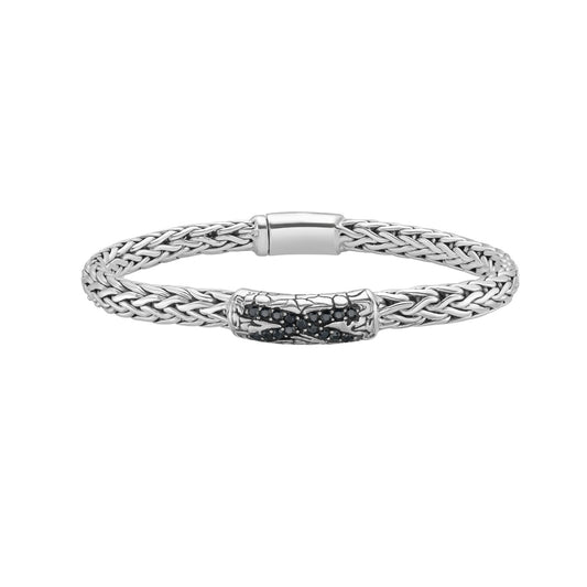 Silver & Black Sapphire Woven X Bracelet