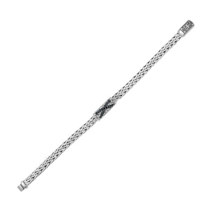 Silver & Black Sapphire Woven X Bracelet