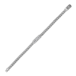 Silver & White Sapphire Woven X Bracelet