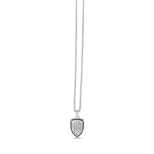 Silver Men's Braided Shield Necklace