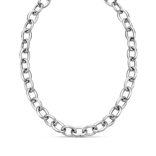 Silver Cable & Polished Chain Link Necklace