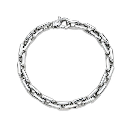 Silver Octagon Polished Link Bracelet