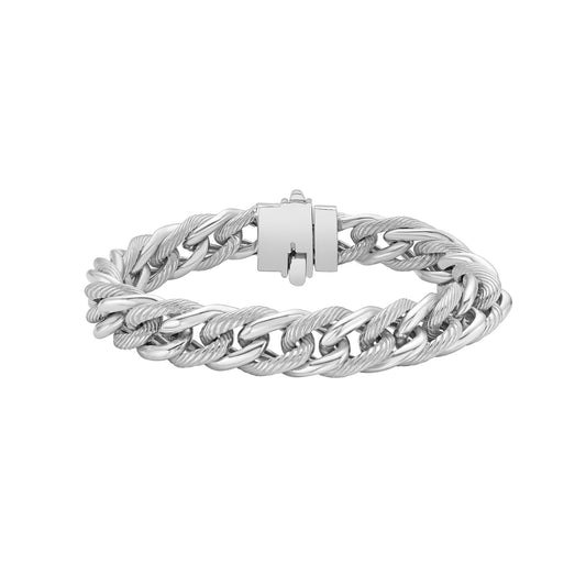 Silver Men's Large Curb Link Bracelet