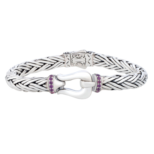 Rhodolite Woven Palmier Hook Bracelet