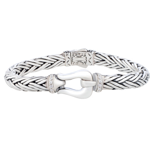 white sapphire bracelet, men's bracelet, women's bracelet, hook bracelet