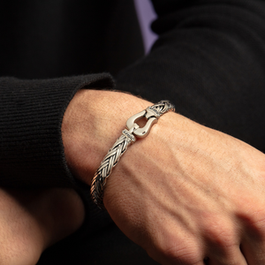 White Sapphire Woven Palmier Hook Bracelet