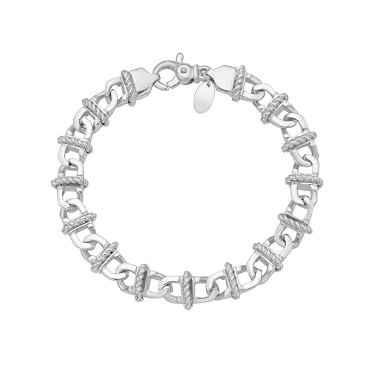 Silver Men's Wrapped Rope Link Bracelet