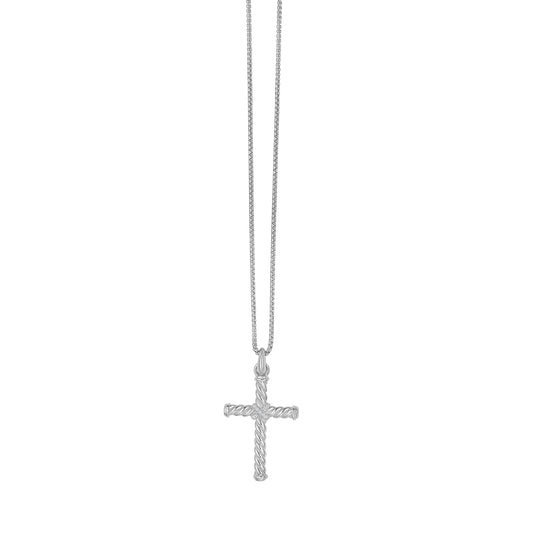 Silver Men's Diamond Twisted Cross Necklace
