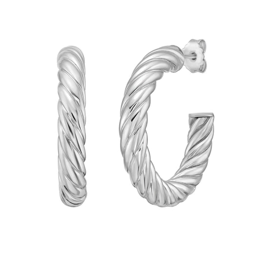 Silver Italian Cable Hoop Earrings