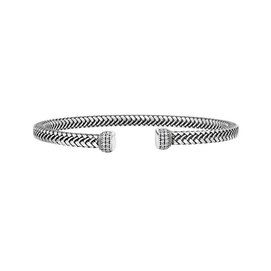 Silver Men's Diamond Woven Bracelet