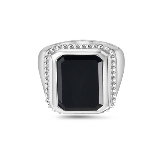 Silver & Onyx Octagon Signet Ring