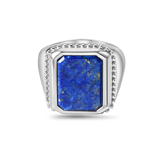 Silver & Lapis Eye Octagon Signet Ring
