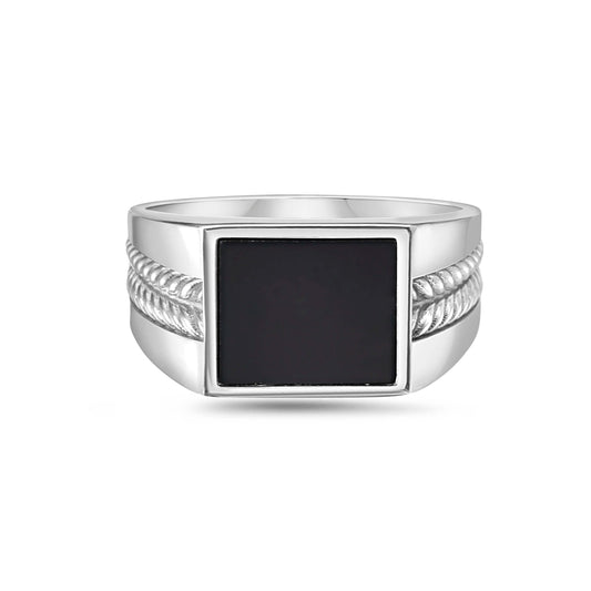 Silver & Onyx Square Signet Ring