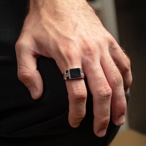 Silver Men's Square Signet Ring