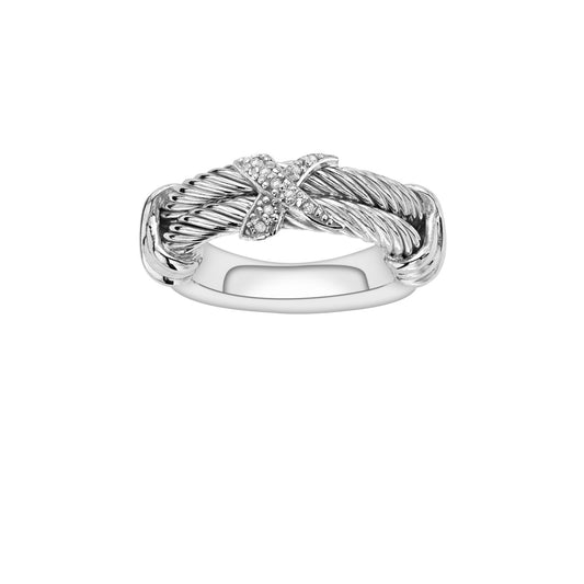 Silver & Diamond Double Row Cable 