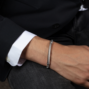 Silver Cable Bar Bracelet with Box Chain