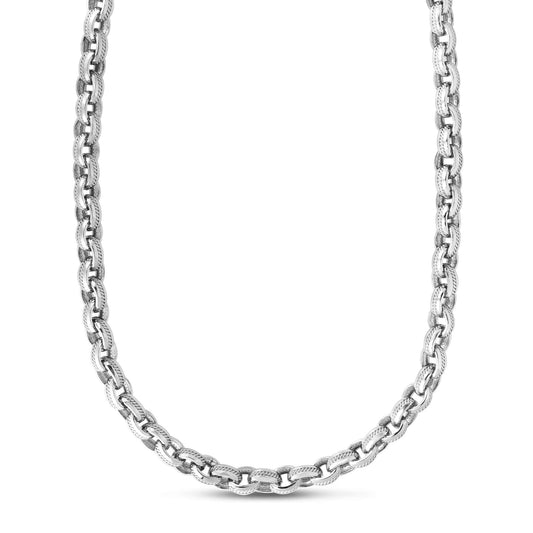 Silver Cable Center Rolo Chain Necklace