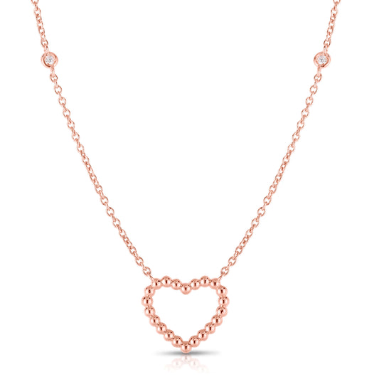 14K Gold & Diamond Popcorn Heart Necklace
