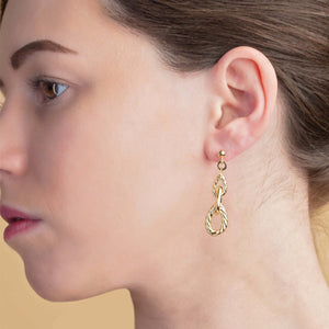 14K Gold Cable Pera Link Drop Earrings