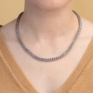 Silver Round Woven Chain Necklace