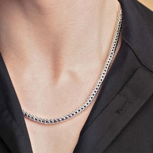 Silver Round Woven Chain Necklace