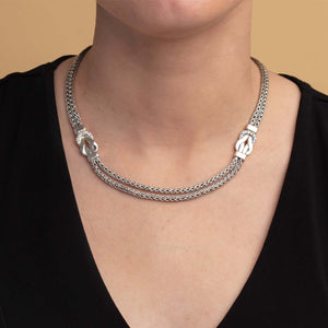Silver & White Sapphire Hercules Knot Necklace