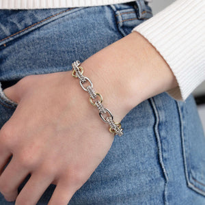 Silver & 18K Gold Mixed Link Cable Bracelet