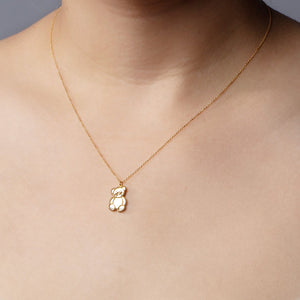 14K & Mother of Pearl Popcorn Teddy Bear Necklace