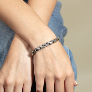 Silver Woven Chain S Link Bracelet