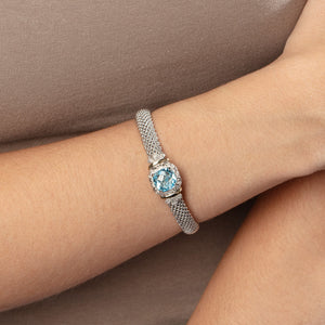 Silver & 18K Gold Cushion Cut Gemstone Bracelet