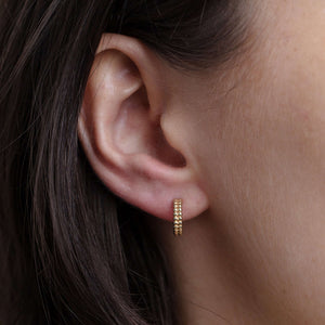 14K Gold Double Row Mini Earrings