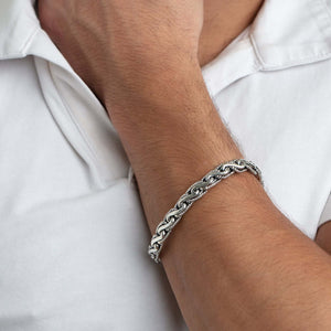 Silver Woven Chain S Link Bracelet