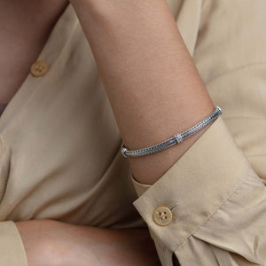 Silver Mini Woven Chain Gemstone Bracelet